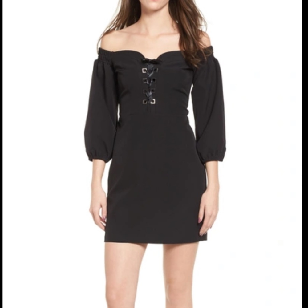 REVOLVE Devlin Lydia Off The Shoulder Mini Dress In Black New With Tags Size 10